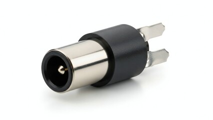 Dc power jack connector with black plastic housing and metal terminals for electronic devices