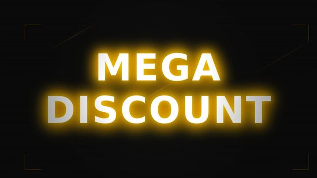 Bright, glowing promotional text highlights an exciting mega discount offer in bold typography