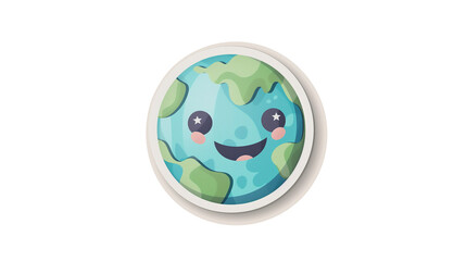 Fototapeta premium Cute smiling earth globe character, pastel blue and green tones