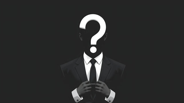 Anonymous Businessman with Question Mark Head, Identity and Leadership Concept