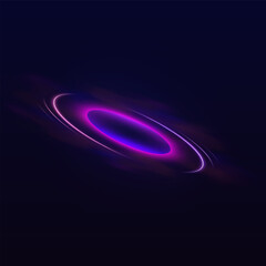 Naklejka premium Abstract neon purple-pink glowing ring or halo on a dark background.