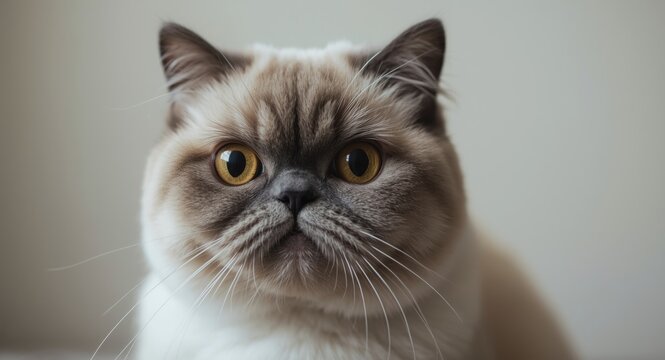 Close up image of Scottish fold cat with a frightened gaze