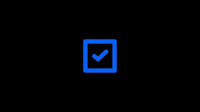 Blue checkmark icon on black background