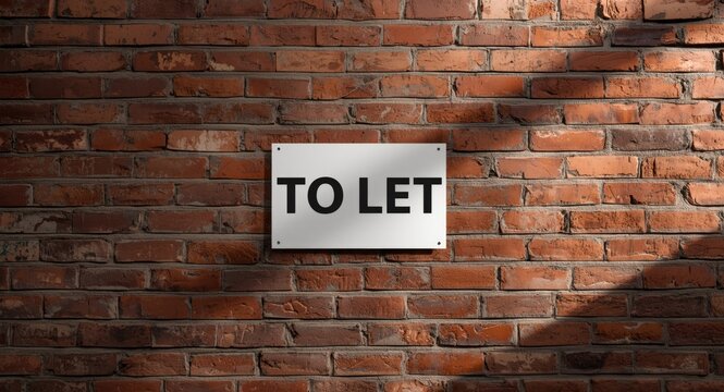 Rental To Let sign on textured brick wall including text space