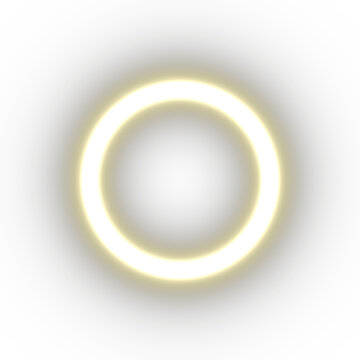 Luminous circular glow resembling neon or LED ring, radiant effect, ethereal light orb, minimalist luminance design, translucent aura, ambient glow element.
