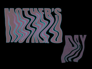 Fototapeta premium Mother's Day Wavy Text with Psychedelic Retro Style on Black Background