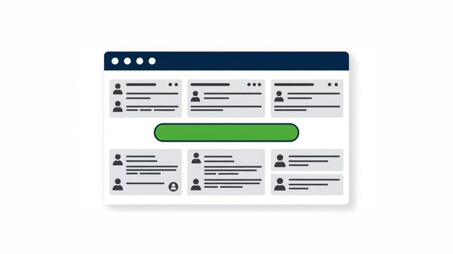 UI Dashboard Interface Animation with Loading Progress Bar and Data Panels