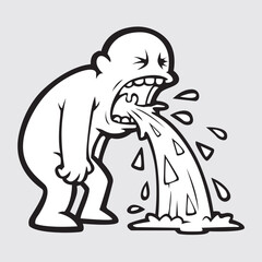 Man Vomiting Illustration Sick Cartoon Character Throwing Up