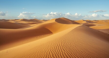 Moroccan desert landscape featuring smooth sandy dune ridges
