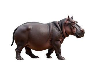 Obraz premium A hippopotamus stands on a clean white surface, waiting or expecting something
