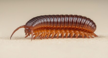 Fototapeta premium Magnified close up of a millipede highlighting its leg detail and body curves