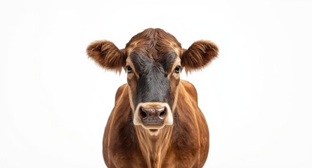 Cow figure isolated on white background with ample copy space shown