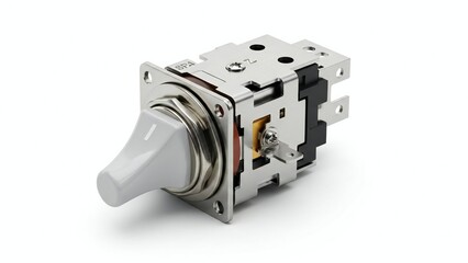 A detailed view of an industrial rotary switch, a robust and durable electrical control component