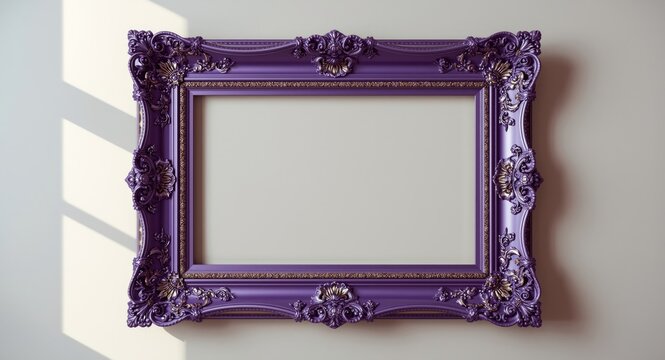 Detailed purple frame in baroque style with vacant area for design