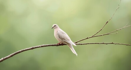 Fototapeta premium Religious symbolism of dove and birch branches set against a fresh green background for Pentecost
