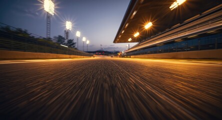 Obraz premium Warm light ambiance on racetrack with dynamic motion blur