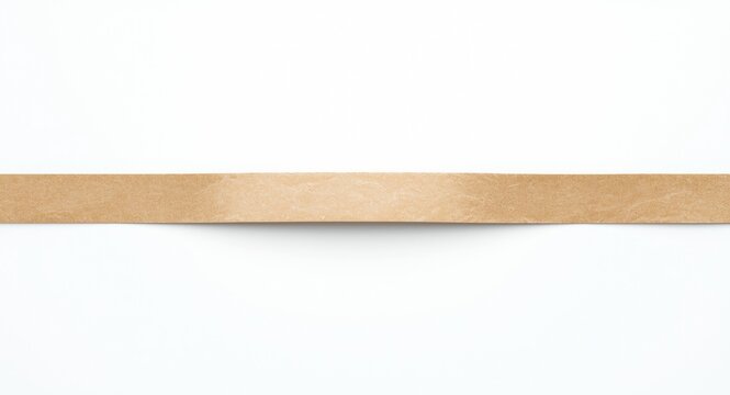 Natural brown paper packaging strap positioned on white clean background including copy space