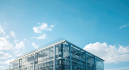 Obraz premium Bright day urban office structure with extensive copy space zone