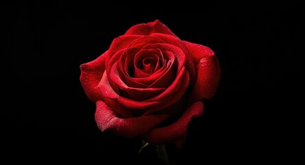 A richly colored rose portrait highlighting petal texture on a solid black background