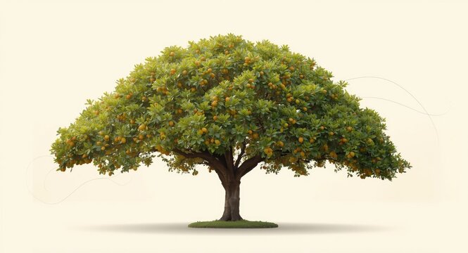 Marula tree with densely packed ripe fruits in clusters