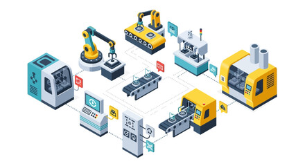 Obraz premium Industrial machinery and robotic equipment in a manufacturing process.