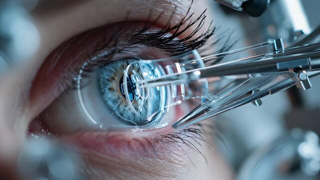 4k video of eye correction procedure with a protective lens.