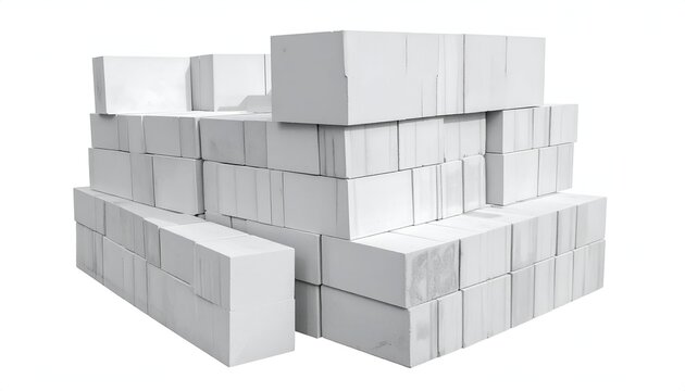 Stack of Lightweight Concrete Blocks for Construction Projects.