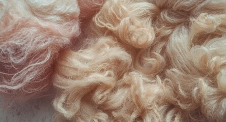 Fototapeta premium Top perspective of fibrous sheep wool with detailed texture ideal for craft backgrounds