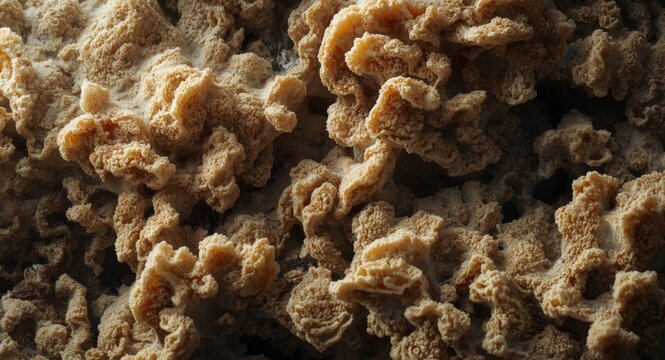 Surface details of Schizophyllum commune resembling flowing coral formations