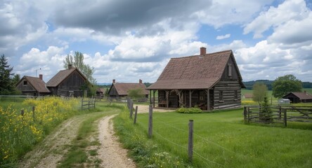 Obraz premium Scenic rural homestead located in a charming village