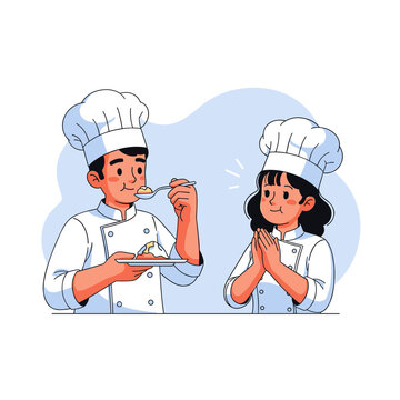 Professional Chefs Tasting Food Taste Test Review Illustration Vector