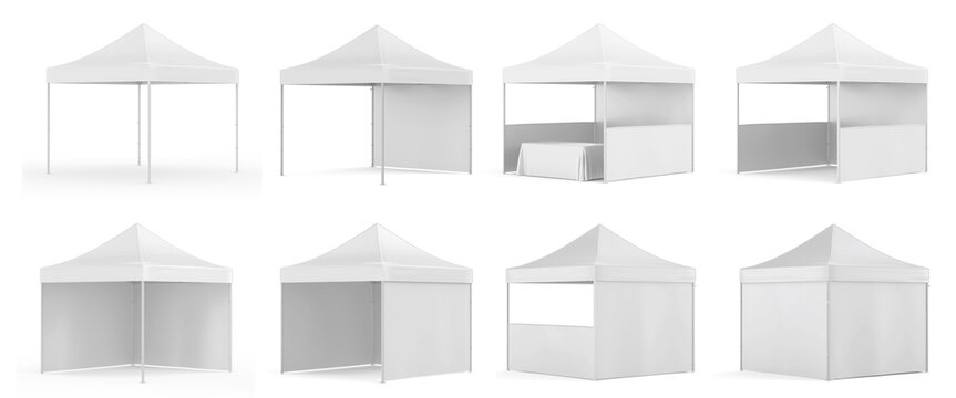 Display Tent Mockup Set Isolated on White Background for Event Branding