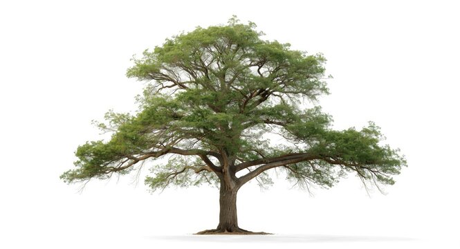 Tall solitary hackberry tree on an uncluttered white backdrop