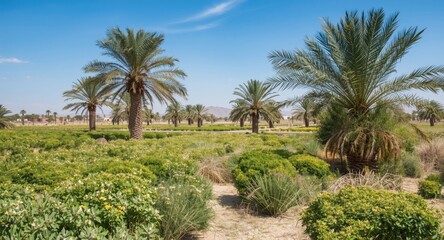 Sustainable desert farming blending date palms with organic crop production for healthy eating