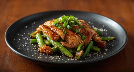Oyster sauce infused chicken with saut&Atilde;&copy;ed broad beans medley