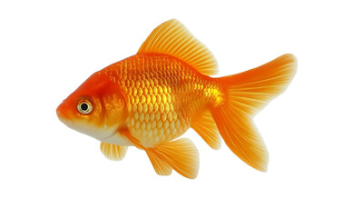  a golden fish swimming in the water, isolated on a white background with photorealistic studio lighting.