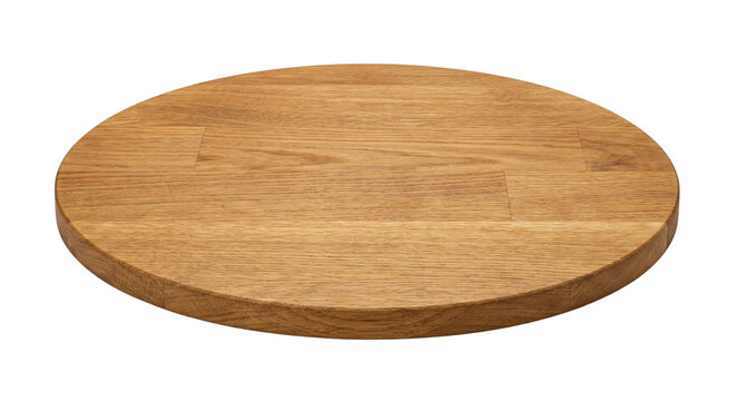 Round Wooden Cutting Board with White Background