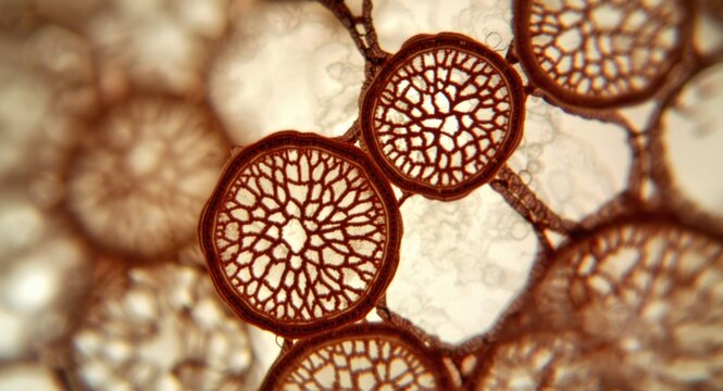 Fine detailed texture and natural patterns of plant cells seen through mobile microscopy