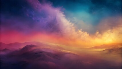 Obraz premium A vivid, breathtaking fantasy realm emerges with swirling nebulae of vivid colors across an otherworldly landscape, creating a mystical dreamscape