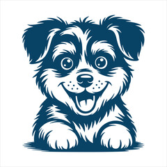 Cute Puppy Face Portrait Cartoon Vector Illustration