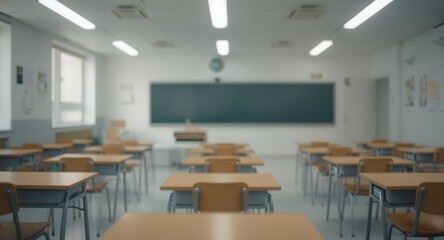 Calm classroom scene without student activity