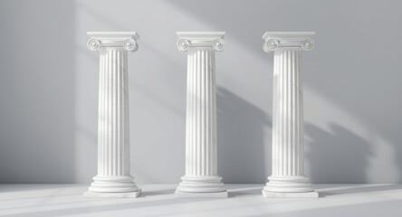 Obraz premium Minimalist SEO graphic showcasing three pillars of authority relevance and experience as classic columns