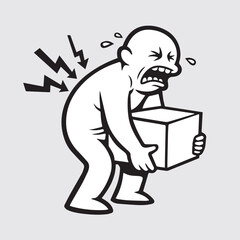 Man Suffering from Back Pain While Lifting Heavy Box