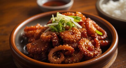 Savory Korean baby octopus cooked with hot spices
