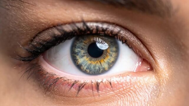 Detailed Close-Up of a Beautiful Human Eye with Unique Multi-Colored Iris