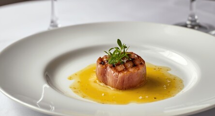 Perfectly cooked tuna steak with garlic butter