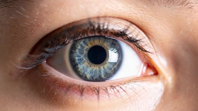 Macro shot of a detailed human eye with a striking blue-green iris