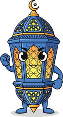Brave blue lantern character with crescent and star ornament