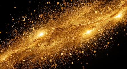 Fototapeta premium Radiant golden dust splash background designed for festive makeup with plenty of copy space for stylish text