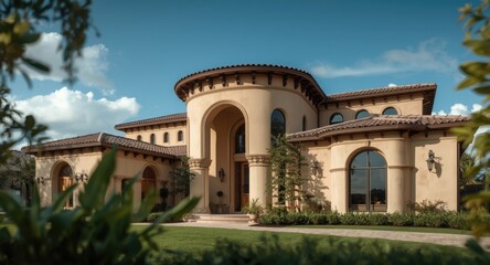 Obraz premium Modern architectural villa design influenced by Spanish artistic features